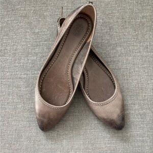 Frye Regina Taupe Brown Leather Flats